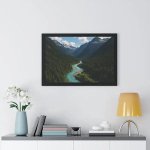 Mountain River Canvas Serenity Framed Poster - Dipaliz - Visual Artwork