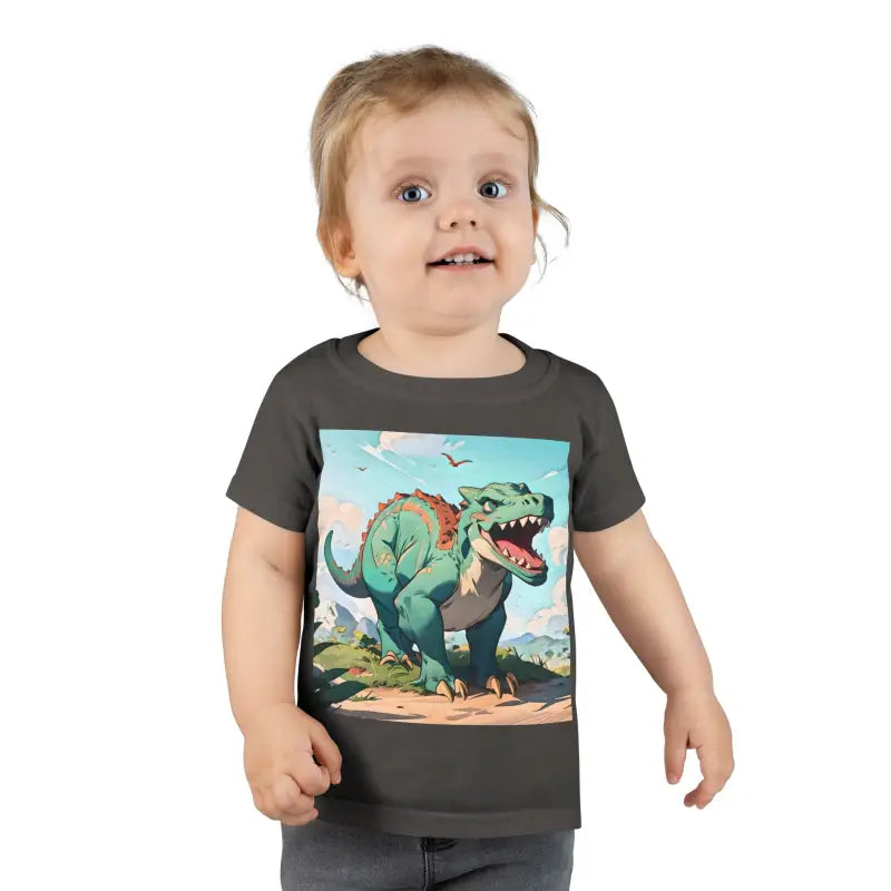 Roar-some Green Dinosaur Toddler T-shirt Fun - Charcoal / 5t Kids Clothes