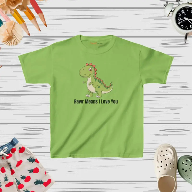 Dino Love: Kids Heavy Cotton™ Toddler Tee - Xs / Lime Clothes