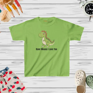 Kids Heavy Cotton™ Tee - Dinosaur Roar Design - Dipaliz - Xs / Lime - T-shirts