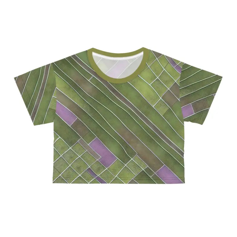 Rock the Abstract Aop Crop Tee in Green & Purple Style - All Over Prints