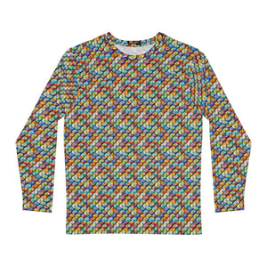 Long Sleeve Aop Colorful Geometric Pattern Tee - Dipaliz - T-shirts