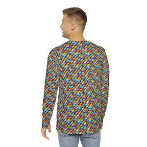 Long Sleeve Aop Colorful Geometric Pattern Tee - Dipaliz - T-shirts