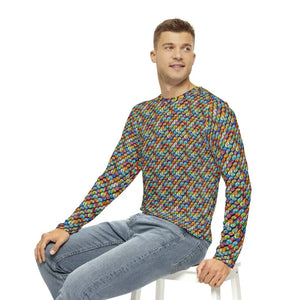 Long Sleeve Aop Colorful Geometric Pattern Tee - Dipaliz - T-shirts