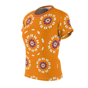 Floral Print Polyester T-shirt Flowers on Orange Bloom - Dipaliz - T-shirts