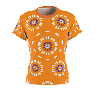 Floral Print Polyester T-shirt Flowers on Orange Bloom - Dipaliz - T-shirts