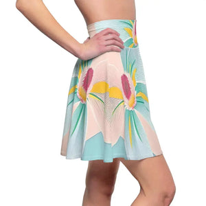 Skater Skirt - Large Blue Flower Polyester Spandex - Dipaliz - Skirts