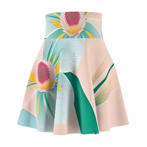 Skater Skirt - Large Blue Flower Polyester Spandex - Dipaliz - Skirts