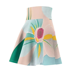 Skater Skirt - Large Blue Flower Polyester Spandex - Dipaliz - Skirts