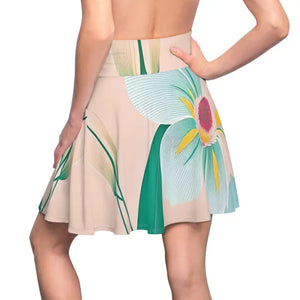 Skater Skirt - Large Blue Flower Polyester Spandex - Dipaliz - Skirts