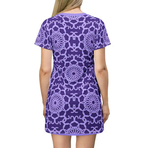 Blue Abstract Pattern Shirt Dress Print t - Dipaliz - Dresses