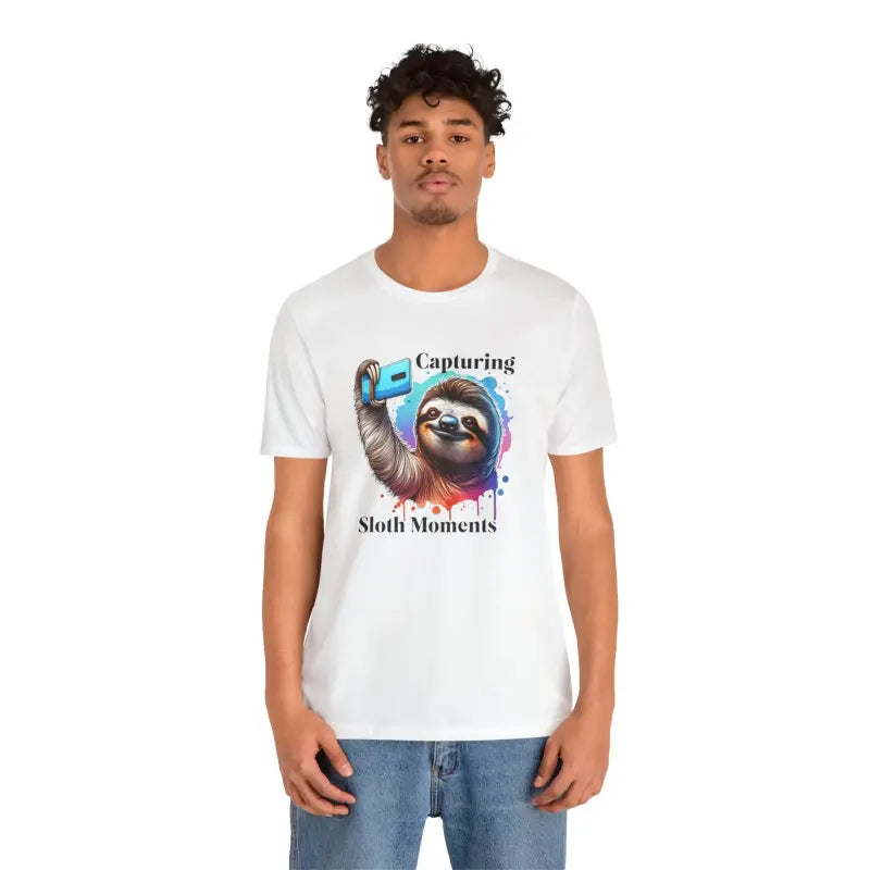 Rock Cozy Style with Comfy Sloth Selfie Cotton Tee - White / s T-shirt