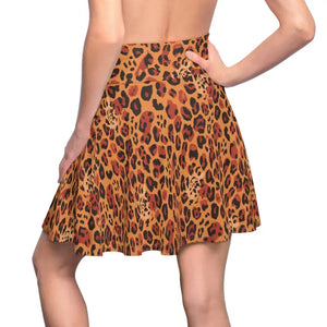 Leopard Print Skater Skirt - Bold Polyester Spandex - Dipaliz - Skirts