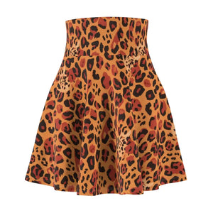 Leopard Print Skater Skirt - Bold Polyester Spandex - Dipaliz - Skirts