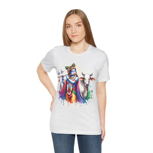 Trendy Cool Krishna Cow Tee - Unisex Jersey Short Sleeve - Dipaliz - Ash / s - T-shirts