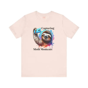 T-shirts - Sloth Selfie Tee - Comfy Cotton Short Sleeve - Dipaliz