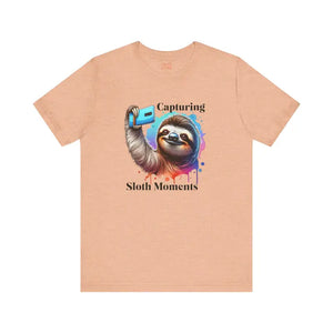 T-shirts - Sloth Selfie Tee - Comfy Cotton Short Sleeve - Dipaliz