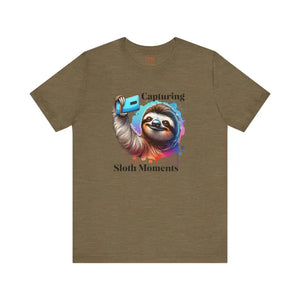 T-shirts - Sloth Selfie Tee - Comfy Cotton Short Sleeve - Dipaliz