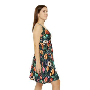 Women’s Skater Dress Large Flowers Bold Style - Dipaliz - Dresses