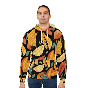 Aop Unisex Pullover Hoodie Colored Fall Leaves Print Dipaliz - Hoodies
