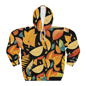 Aop Unisex Pullover Hoodie Colored Fall Leaves Print Dipaliz - Hoodies