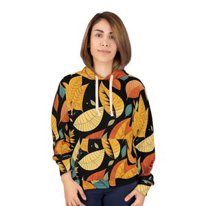Aop Unisex Pullover Hoodie Colored Fall Leaves Print Dipaliz - Hoodies