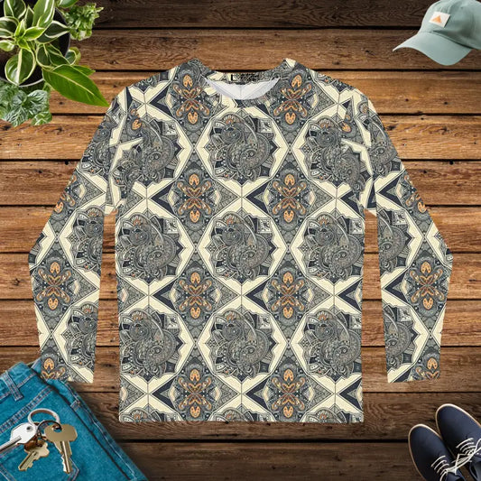 Rock the Geometric Vibe in a Long Sleeve Aop Shirt - Xs T-shirts