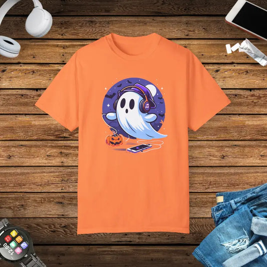 Rock the Ghost with Headphones Comfort Colors Tee! - Melon / s T-shirt