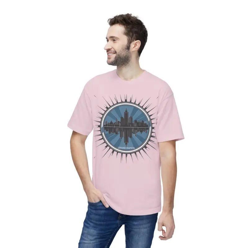 Rock the Grand Rapids Skyline in a Trendy Unisex Cotton Tee - Pink / s T-shirt