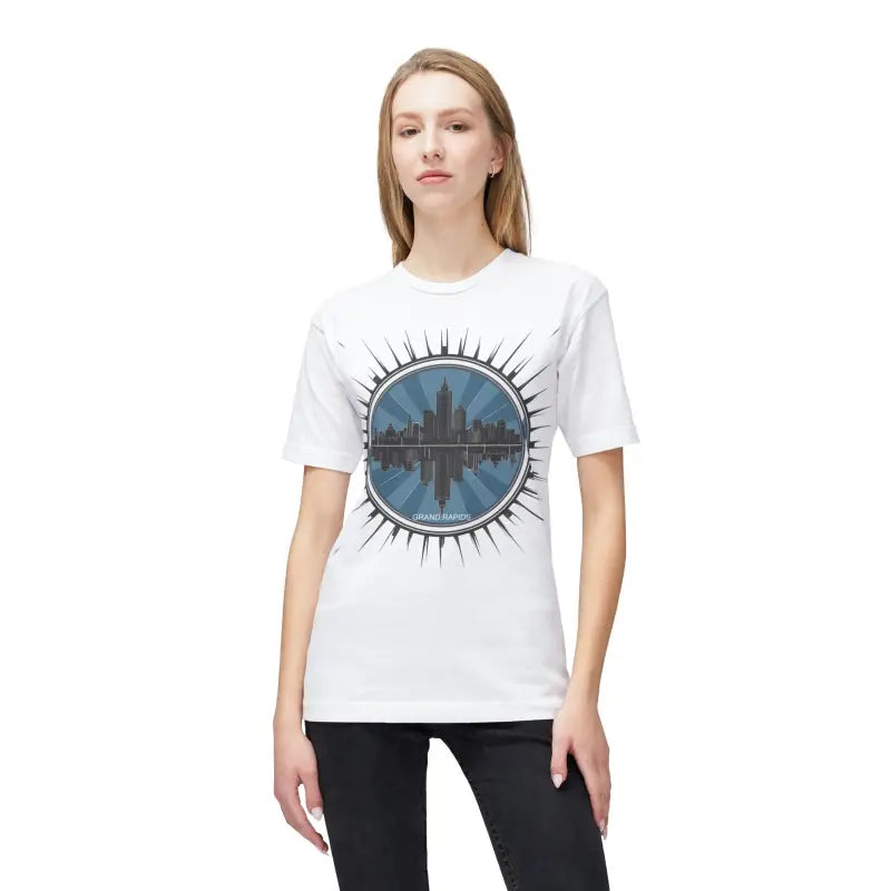 Rock the Grand Rapids Skyline in a Trendy Unisex Cotton Tee - T-shirt