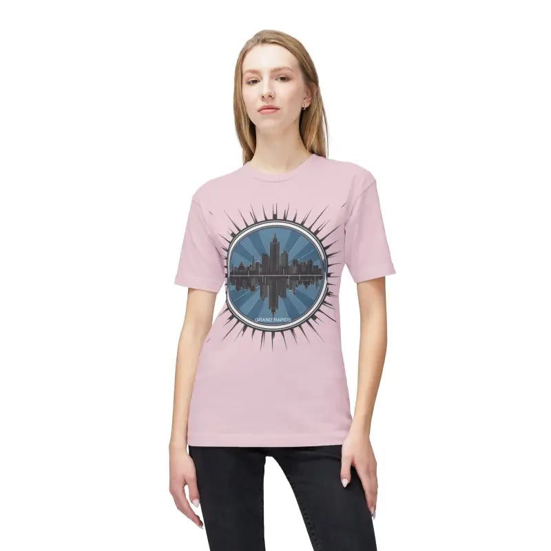 Rock the Grand Rapids Skyline in a Trendy Unisex Cotton Tee - T-shirt