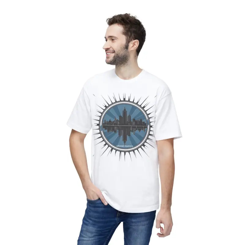 Rock the Grand Rapids Skyline in a Trendy Unisex Cotton Tee - White / s T-shirt