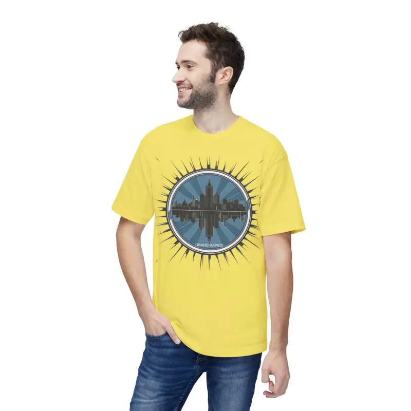 Rock the Grand Rapids Skyline in a Trendy Unisex Cotton Tee - Yellow / s T-shirt