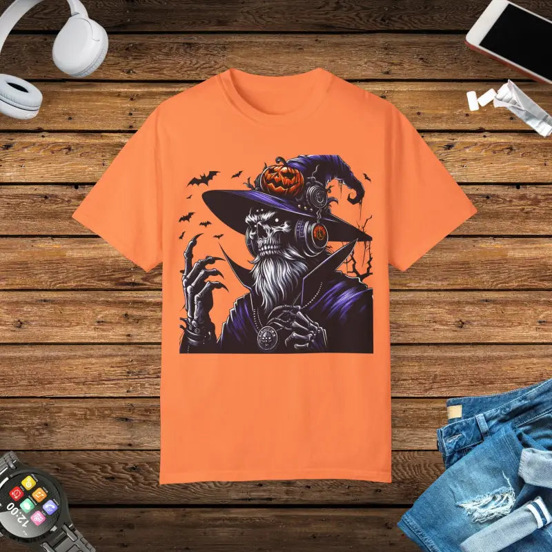 Rock Halloween in a Comfort Colors Skeleton Witch Tee - Melon / s T-shirt