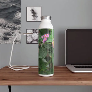 Slim Water Bottle Lantana Flowers Fashion Hydration by Dipaliz - 20oz / White - Bottles
