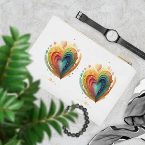 Hearts Cosmetic Bag - Cotton Canvas Travel Organizer - Dipaliz - White / one Size - & Toiletry Bags