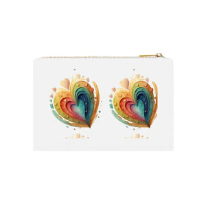 Hearts Cosmetic Bag - Cotton Canvas Travel Organizer - Dipaliz - White / one Size - & Toiletry Bags