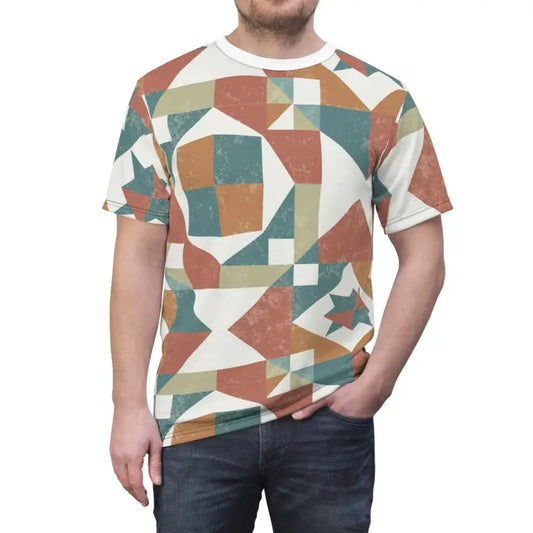 Rock your Style: Dipaliz Pastel Geometric Pattern Tee - Black Stitching / 4 Oz. / s All Over Prints