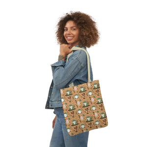 Frog Canvas Tote Bag - Playful Print Shopping Carry All - Dipaliz - 16’’ × / Beige - Totes