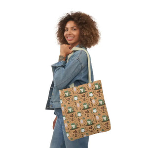 Frog Canvas Tote Bag - Playful Print Shopping Carry All - Dipaliz - 18’’ × / Beige - Totes