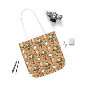 Frog Canvas Tote Bag - Playful Print Shopping Carry All - Dipaliz - Totes