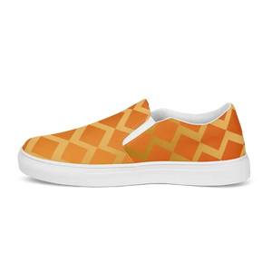 Canvas Shoes Women’s Slip on Orange Squares Pattern - Dipaliz - Sneakers