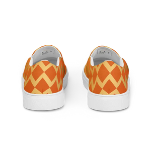 Canvas Shoes Women’s Slip on Orange Squares Pattern - Dipaliz - Sneakers