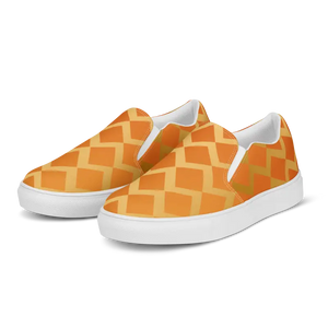 Canvas Shoes Women’s Slip on Orange Squares Pattern - Dipaliz - Sneakers