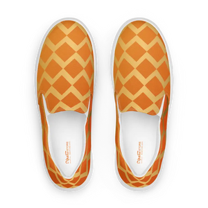 Canvas Shoes Women’s Slip on Orange Squares Pattern - Dipaliz - Sneakers