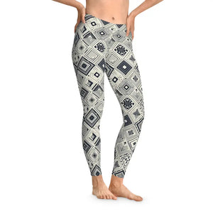 Geometric Stretchy Leggings - Bold Monochrome Activewear - Dipaliz - Xl / Seam Thread Color Automatically Matched