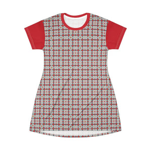 Red Pattern Shirt Dress Print t Style - Dipaliz - Dresses