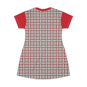 Red Pattern Shirt Dress Print t Style - Dipaliz - Dresses
