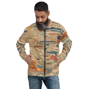Outerwear - Unisex Bomber Jacket Vintage Newspaper Print Retro Style Dipaliz Xs