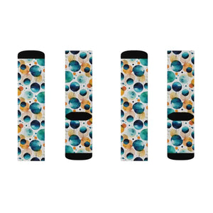 Retro Watercolor Abstract Socks - Bold Circle Design - Dipaliz